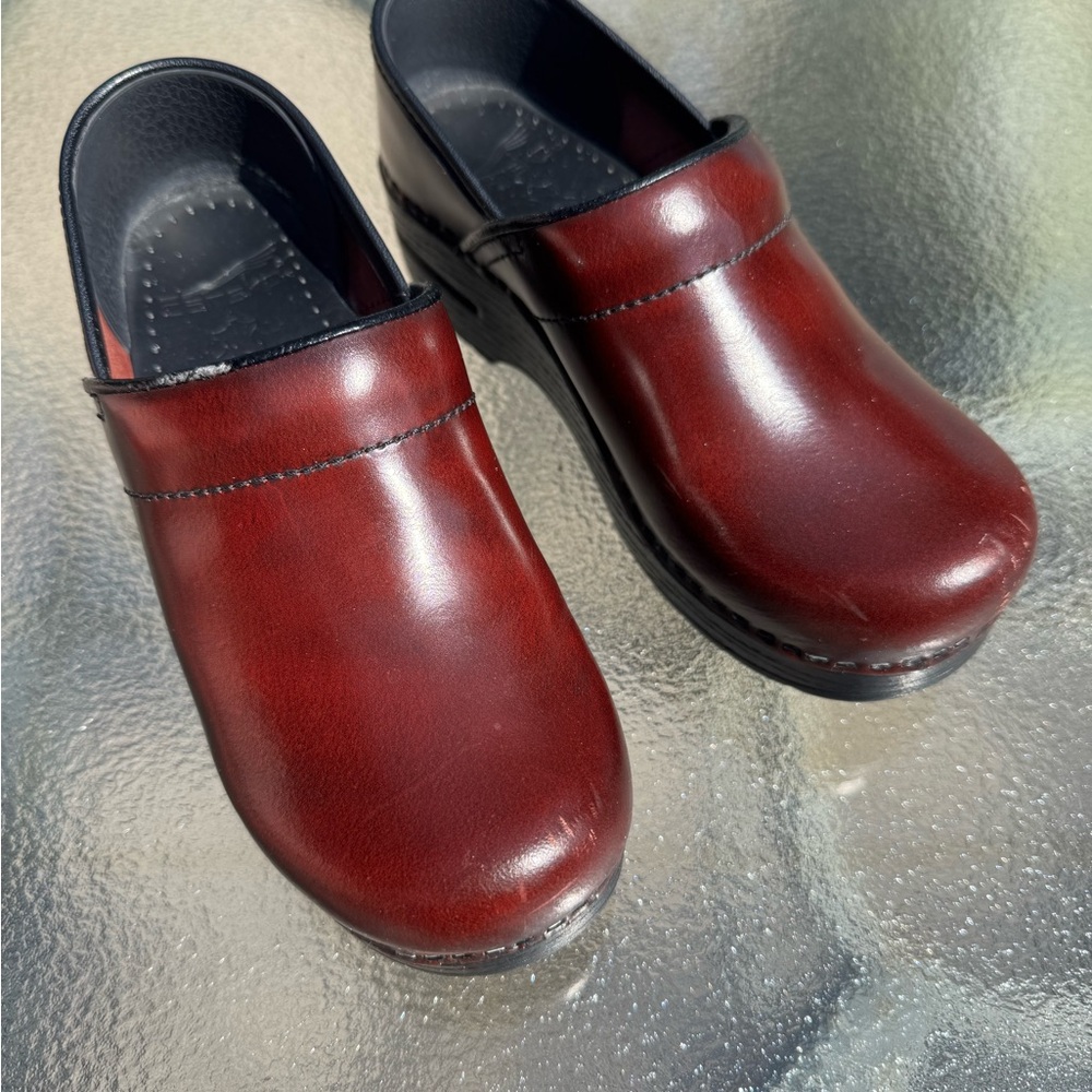 Dansko Burgundy Leather Clogs